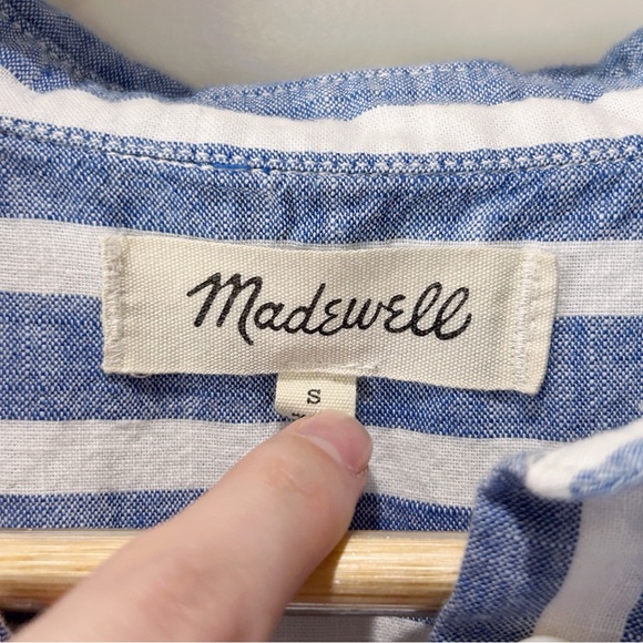 Madewell cropped button-down shirt in soft blue stripes size S - Picture 6 of 9
